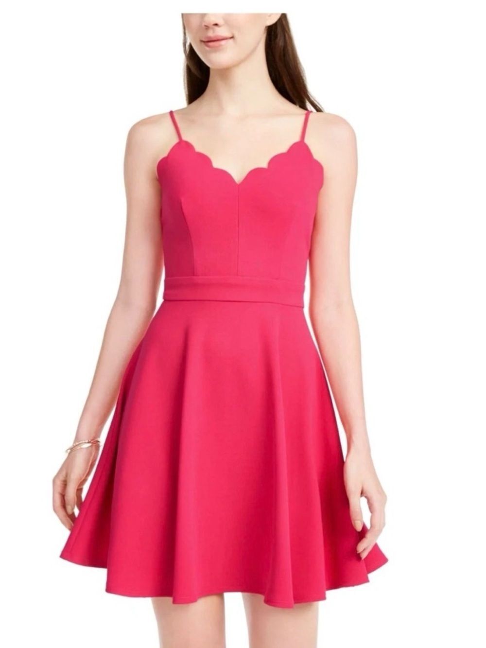 NWT B. Darlin Scallop Neckline Fit & Flare Dress in Red Size 4